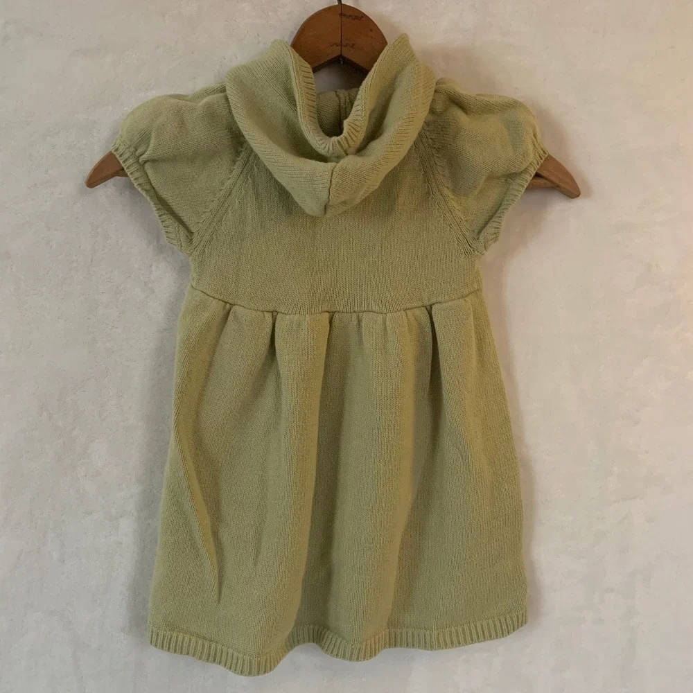 Vintage Gymboree Girls 2T Green Sweater Dress Cable Knit Horse Floral Equestrian
